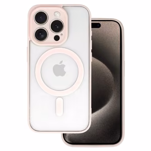 Akrilo spalvos MagSafe dėklas telefonui Iphone 16 Pro šviesiai rožinis