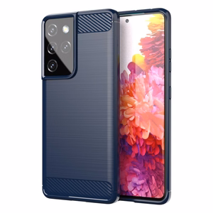 Carbon Case гибкий TPU чехол для Samsung Galaxy S21 Ultra 5G синий