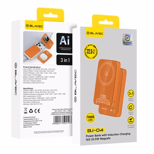 Blavec išorinė baterija 10000mAh BJ-04 Slim 13,5mm - Type C - 22,5W magnetinė Magsafe 3 in 1 (PBBJ04-MC10O) oranžinė stiklas
