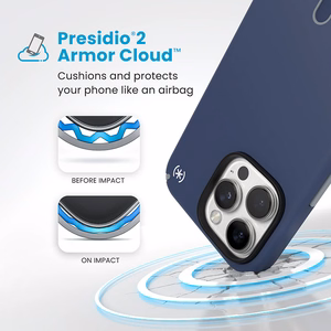 Speck Presidio2 Pro dėklas su MagSafe ir ClickLock, skirtas iPhone 16 Pro Max, „Coastal Blue/Dust Grey“