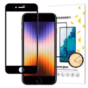 Wozinsky itin patvarus pilno klijavimo grūdintas stiklas su rėmeliu, suderinamas su dėklu iPhone SE 2022 / SE 2020 / iPhone 8 / iPhone 7, juodas