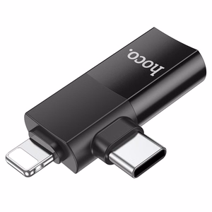 Adapteris OTG 2in1 USB C / Lightning į USB A Hoco UA17 juodas