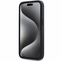 DKNY 3D Guminis dėklas su pasikartojančiu raštu iPhone 15 Plus - juodas