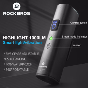 Rockbros V9M-1000 priekinis dviračio žibintas, 1000 lm – juodas