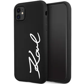 Karl Lagerfeld KLHCN61SKSVGK iPhone 11 / Xr 6.1" juodas kietas dėklas Silikoninis Parašas
