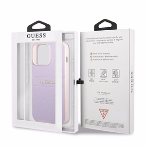 Guess Saffiano Stripe iPhone 13 Pro Max dėklas – violetinis