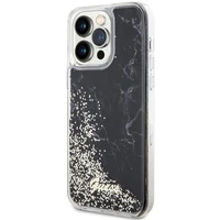 Guess GUHCP14XLCSGSGK iPhone 14 Pro Max 6.7" juodas/juodas kietas dėklas Liquid Glitter Marble