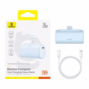 Išorinė baterija OS-Baseus Compact IP 5000mAh 20W (mėlyna)