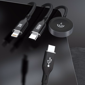Apple Watch Dudao A12Max+ PD 100W 3in1 įkrovimo kabelis: USB-C Lightning 1.2m - juodas