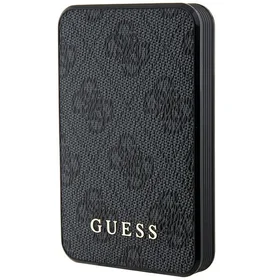 Guess Išorinė baterija 15W GUPB5LP4GEGK 5000mAh juoda/juoda 4G Odinis Metalinis Logotipas