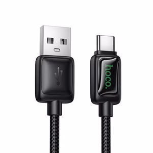 Кабель с LCD USB A на USB C Hoco 3A 1,2 м U146 черный
