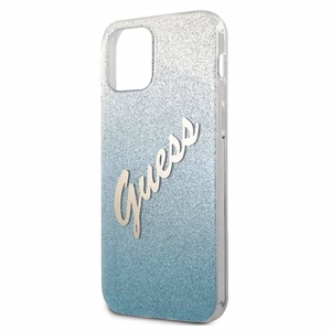 Guess GUHCP12MPCUGLSBL iPhone 12/12 Pro 6.1" mėlynas kietasis dėklas Glitter Gradient Script