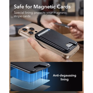 ESR Classic su RFID apsauga magnetinis „MagSafe“ kortelių dėklas telefonui su stovu – juodas
