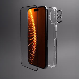 SBS rinkinys su D3O technologija iPhone 16 - dėklas + apsauginis stiklas ir kameros apsauga - skaidrus