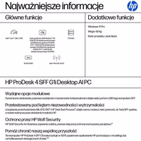 HP ProDesk 4 SFF G1i Desktop AI PC Intel Core Ultra 7 265 16 GB DDR5-SDRAM 1 TB SSD Windows 11 Pro Juoda