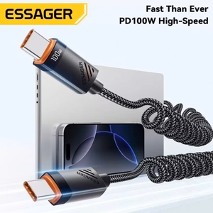 USB Laidas Essager Chuan juodas 60W Type-C / Type-C 180cm