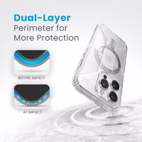 Speck Presidio Perfect-Clear Grip ClickLock & MagSafe - iPhone 15 Pro dėklas (Clear / Chrome Finish / Serene sidabrinis)