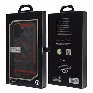 Audi IML Sport Magnetinis iPhone 16 6.1" juodas/juodas kietas dėklas AUS-IMLMIP16-RSQ/D2-BK