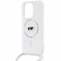 Karl Lagerfeld Crossbody IML Karl Head Magnetinis dėklas telefonui iPhone 15 Pro Max - permatomas