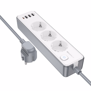 "Borofone" maitinimo juosta BAC9 - 3 lizdai 240V + 3xUSB + C tipo - PD 20W 2 metrai, juoda