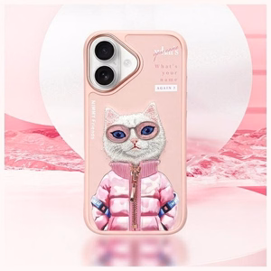 Nimmy Cool&Cute 2.0 Katės dėklas telefonui iPhone 16 - rožinė