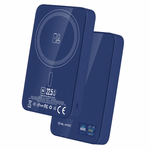 Blavec išorinė baterija 10000mAh BJ-04 Slim 13,5mm - Type C - 22,5W magnetinė Magsafe 3 in 1 (PBBJ04-MC10N) tamsiai mėlyna stiklas