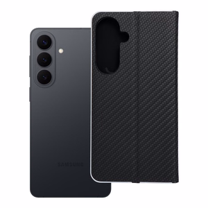 Dėklas telefonui LUNA Book Carbon SAMSUNG S26 Edge juodas
