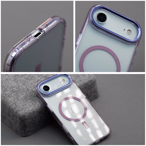 Su MagSafe suderinamas Frame Clear Hybrid Mag Cover dėklas iPhone 17, violetinis
