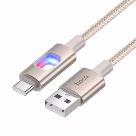 USB laidas su LED diodais USB A į USB C Hoco 3A 1,2 m U144 baltas
