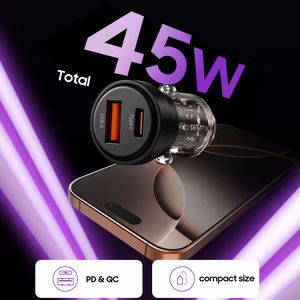 Tech-Protect CC03 45W automobilinis įkroviklis 2 lizdai USB-A / USB-C juodas