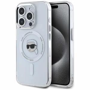 Karl Lagerfeld IML Metalinis Karl Galvos Magnetinis dėklas iPhone 15 Pro baltas