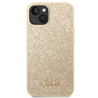 Guess GUHCP14SHGGSHD iPhone 14 6.1" auksinis kietas dėklas Glitter Script
