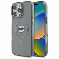 Karl Lagerfeld IML Metalinis Choupette Head Magnetinis dėklas telefonui iPhone 16 Pro - juodas