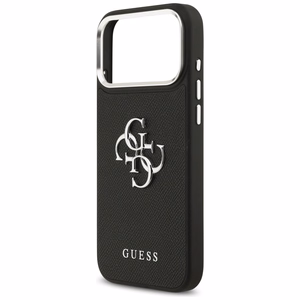 Guess Grained Big 4G Classic Logo dėklas telefonui iPhone 17 Pro Max - juodas