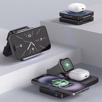 "Blavec" indukcinis įkroviklis BQI-04 Qi 15W magnetinis "Magsafe 3 in 1 UniCharge" (BQI04-QIMB), juodas