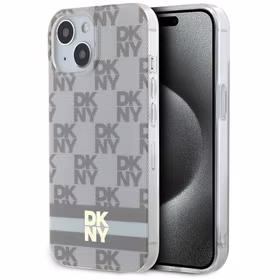 DKNY IML languotas mono raštas ir spausdintos juostelės Magnetinis dėklas iPhone 15 / 14 / 13 - smėlinė