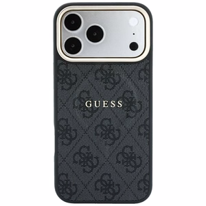 Guess Embossed 4G Classic MagSafe dėklas, skirtas iPhone 17 Pro Max / 18 Pro Max, juodas