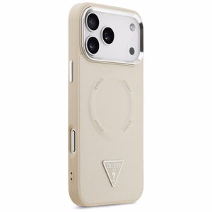 Guess Triangle Logo MagSafe Dėklas for iPhone 17 Pro - smėlinis
