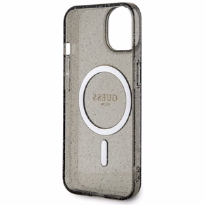 Guess GUHMP14MHCMCGK iPhone 14 Plus 6.7" juodas/juodas kietas dėklas Blizgučiai Auksas Magnetinis