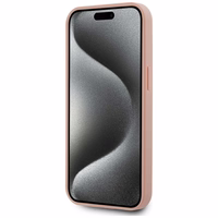 Karl Lagerfeld odinis monograma metalinis logotipas Magnetinis iPhone 15 dėklas - rožinis