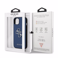 Guess GUHCP13SSA4GSBL iPhone 13 mini 5.4" mėlynas/mėlynas kietas dėklas Saffiano 4G Metalinis Logotipas