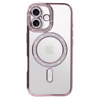 Bling Magsafe rožinis dėklas telefonui iPhone 17