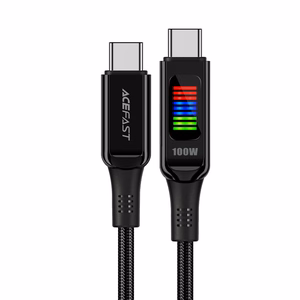 Acefast C7-03 USB-C USB-C 100W 1.2m kabelis su ekranu - juodas