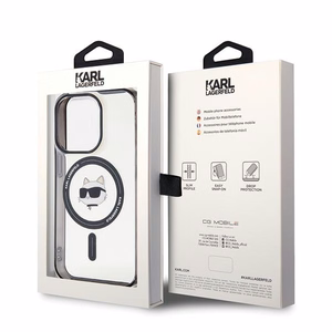 Karl Lagerfeld IML Choupette's Head Magnetinis dėklas telefonui iPhone 15 Pro - skaidrus