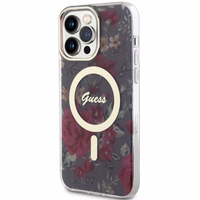 Guess GUHMP14XHCFWSA iPhone 14 Pro Max 6.7" žalias kietas dėklas Flower Magnetinis