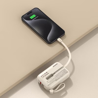 Išorinė baterija Dudao K14 10000mAh su USB-C / Lightning laidais (smėlinė)