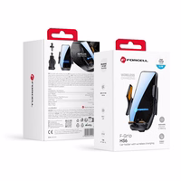 Forcell F-GRIP HS6 automobilinis laikiklis su belaidžiu įkrovikliu, tvirtinamas prie stiklo ir oro angos, juodas