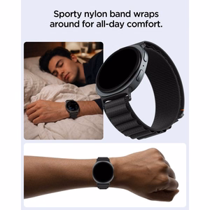 Spigen WBF1 dirželis, skirtas „Samsung Galaxy Watch 40/44/46 mm“ – juodas