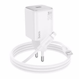 Įkroviklis Hoco USB C QC PD 20W + Kabelis USB C į Lightning N40 baltas