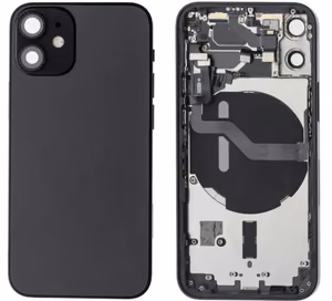 Galinis dangtelis iPhone 12 mini Black su NFC ir įkrovimo šleifu, mikrofonu originalus (used Grade B)